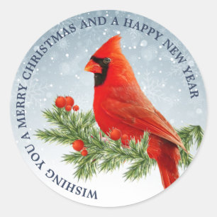 Cardinal Rouge Joyeux Sticker de Noël