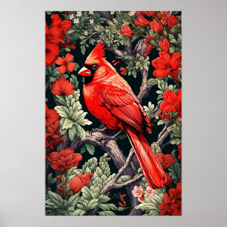 Cardinal Rouge, Poster Mur, Illustration Art