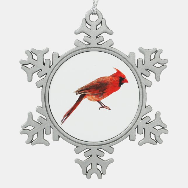 Cardinal(s) Snowflake Pewter Christmas Ornament (Front)