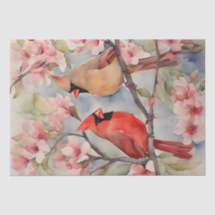 "Cardinal Serenade: A Floral Watercolor Decoupage  Tissue Paper
