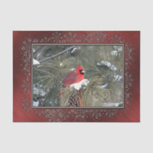 Cardinal Snow Pine Photo Tissue Paper