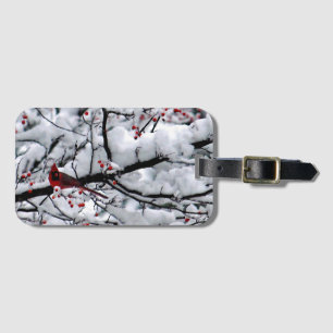 Cardinal Snow Tree Photo Luggage Tag