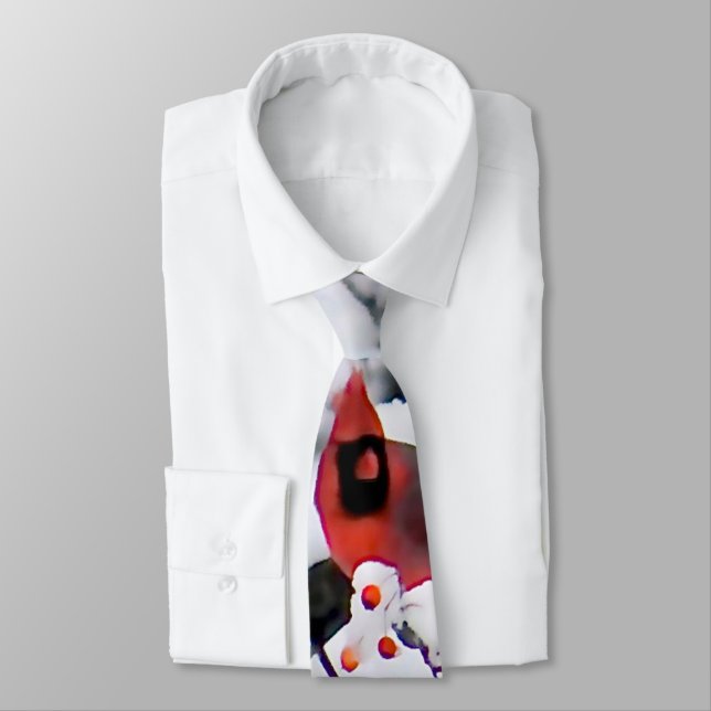 Cardinal Snow Tree Photo Tie (Tied)