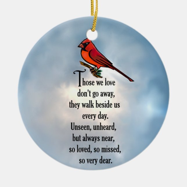 Cardinal "So Loved" Poem Ceramic Ornament (Front)