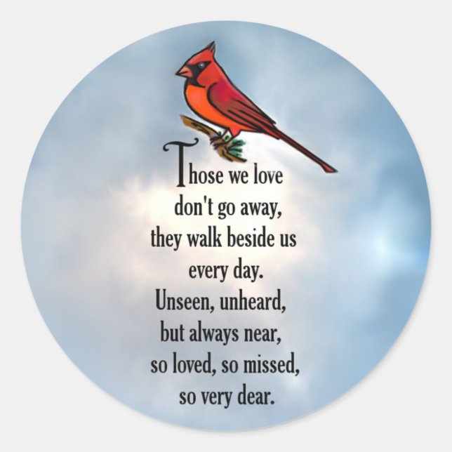 Cardinal "So Loved" Poem Classic Round Sticker (Front)