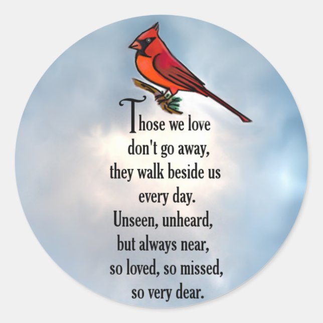 Cardinal "So Loved" Poem Classic Round Sticker (Front)