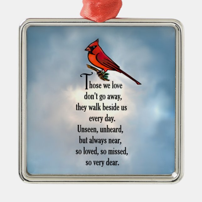 Cardinal "So Loved" Poem Metal Ornament (Front)