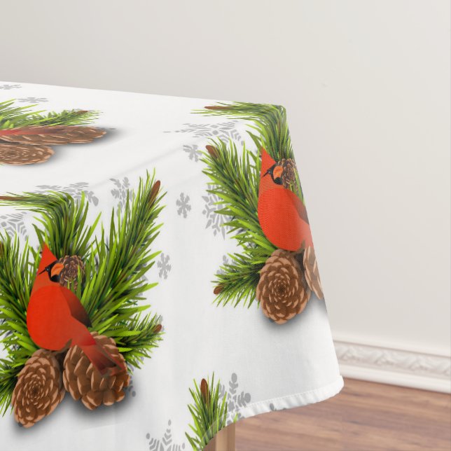 Cardinal songbird Christmas Holiday Tablecoth Tablecloth (In Situ)