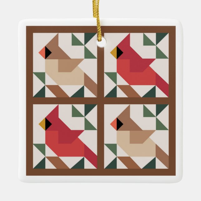 Cardinal Two sided Barn Quilt Ornament (Front)