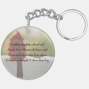 ***Cardinal w/Visitor From Heaven Poem Keychain