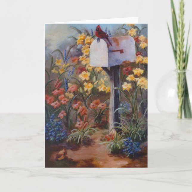 Cardinal Waiting For the Mail Card (Front)