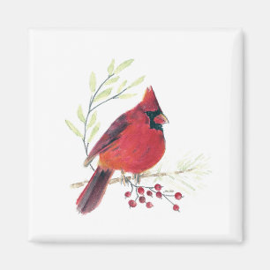 Cardinal Watercolor Art Magnet