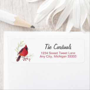 Cardinal Watercolor Art Return Adresse Label