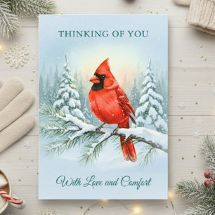 Cardinal Watercolor Christmas Sympathy Remembrance Card