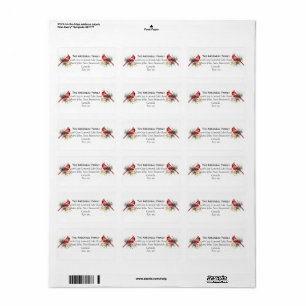 Cardinal Watercolor Personalize Label