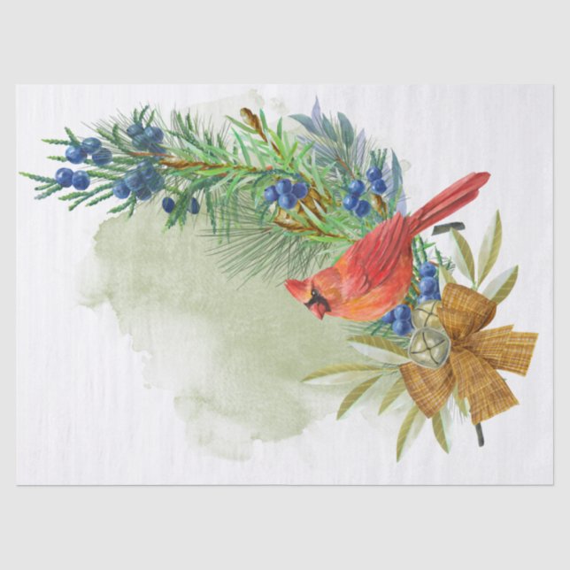Cardinal Watercolor Tissue Paper (Front)