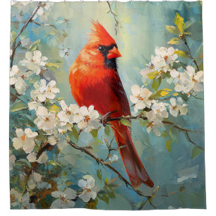 Cardinal White Blossoming Flowers Art