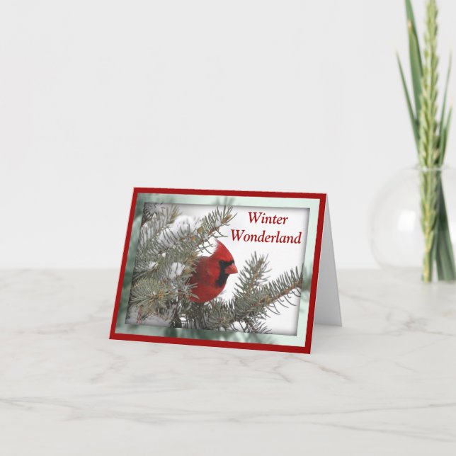 Cardinal Winter Wonderland Holiday Card (Front)