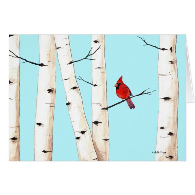 Cardinal with Birch Trees (Front Horizontal)