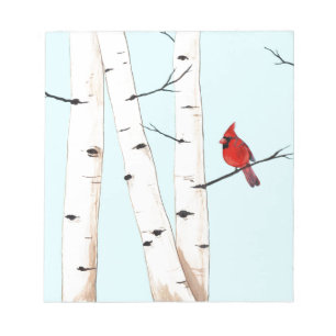 Cardinal with Birch Trees Notepad