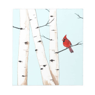 Cardinal with Birch Trees Notepad