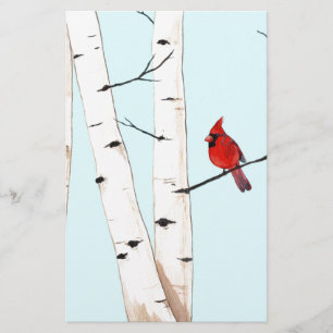 Cardinal with Birch Trees Stationery