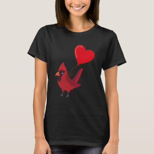 Cardinal With Heart Balloon Valentines Day Love Bo T-Shirt