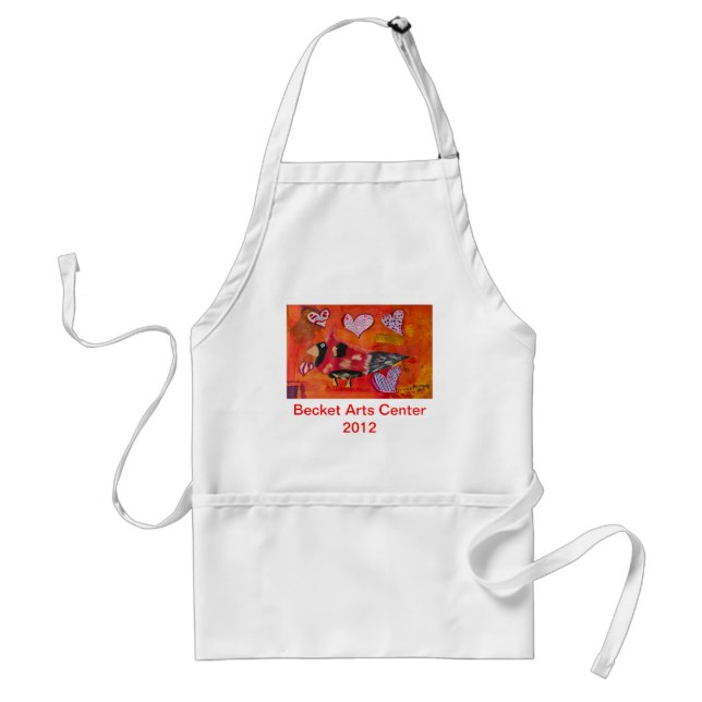 Cardinal with Hearts Apron (Front)