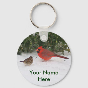 Cardinal with Sparrow Keychain