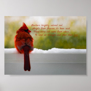 Cardinal with Visitor From Heaven poem 7x5 Poster
