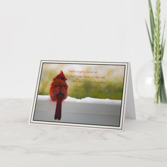 Cardinal with Visitor From Heaven poem Card (Front)
