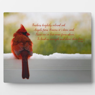 Cardinal with Vistior From Heaven poem Plaque