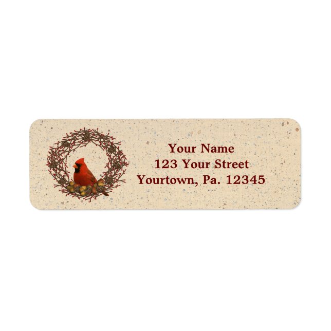 Cardinal Wreath Address Label (Front)
