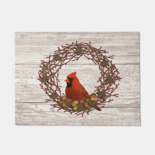 Cardinal Wreath Door Mat