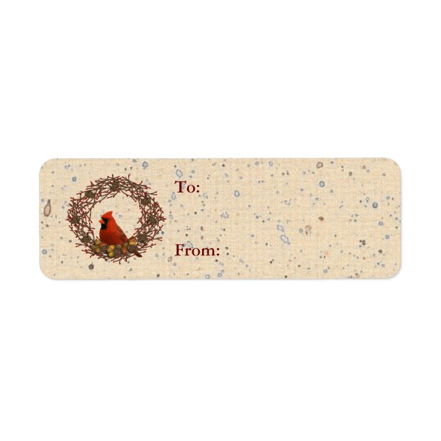 Cardinal Wreath Gift Label (Front)