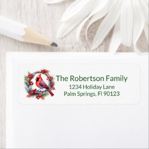 Cardinal Wreath Green Return Address