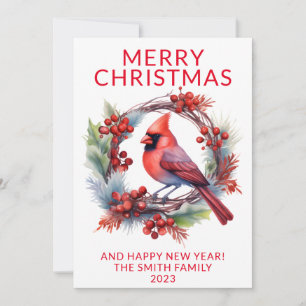 Cardinal Wreath Red Holiday Card