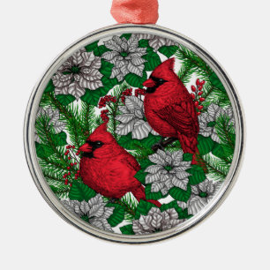 Cardinals 2 metal ornament