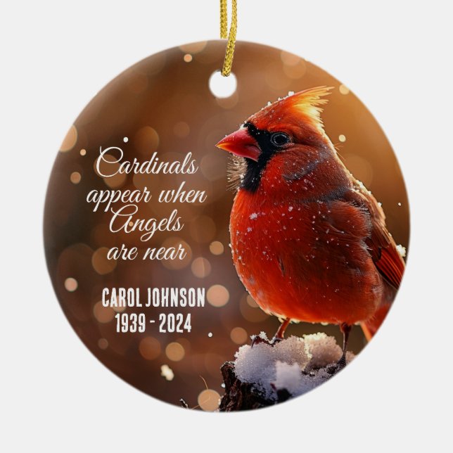 Cardinals and Angels Personalized Ornament (Front)