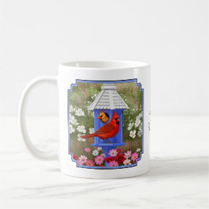 Cardinals and Blue Birdhouse Coffee Mug