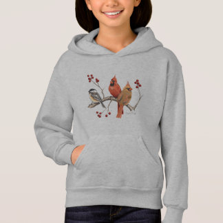 Cardinals and Chickadee with Winter Berries
