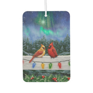 Cardinals and Christmas Lights Winter Snow Air Freshener
