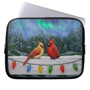 Cardinals and Christmas Lights Winter Snow Laptop Sleeve