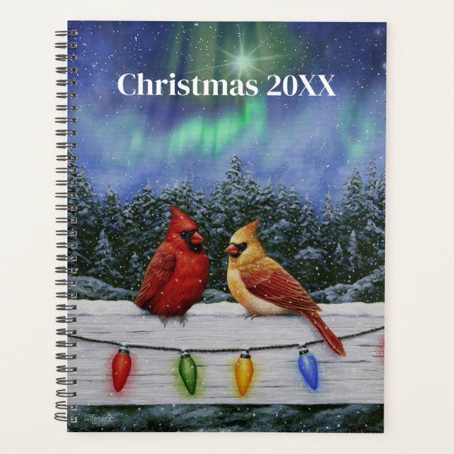 Cardinals and Christmas Lights Winter Snow Planner (Front)