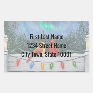 Cardinals and Christmas Lights Winter Snow Sticker