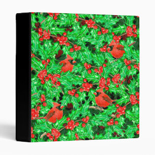 Cardinals and holly berry binder