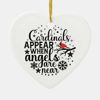 Cardinals appear Heart Ceramic Ornament