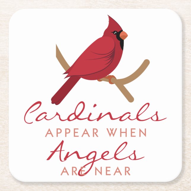 Cardinals Appear Square Paper Coaster (Front)