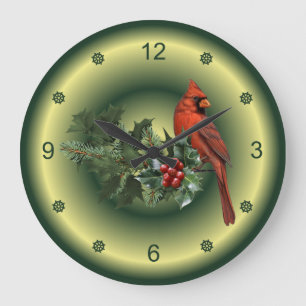 Cardinals Appear When Angels Are Near ~ Christmas~ Large Clock