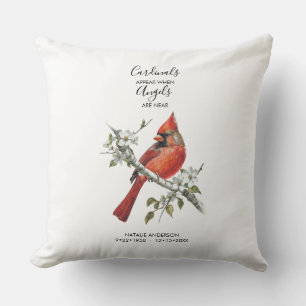 Cardinals appear when angels are near Memorial Throw Pillow